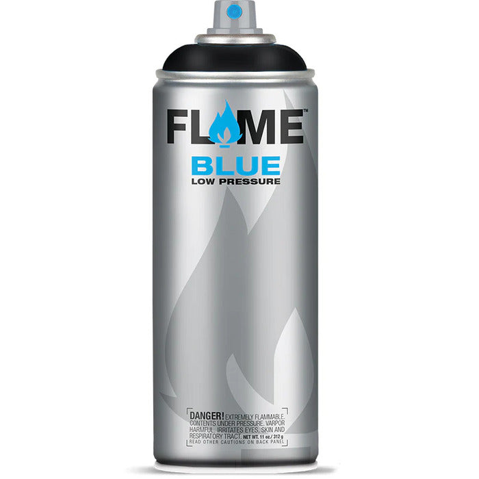 Flame Blue Spray Paint 400ml - Cool & Neutral Tones - Front View Of Deep Black
